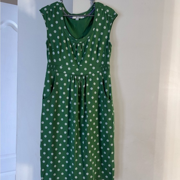 Boden Green and White Polka Dot Mini Dress - Picture 2 of 2